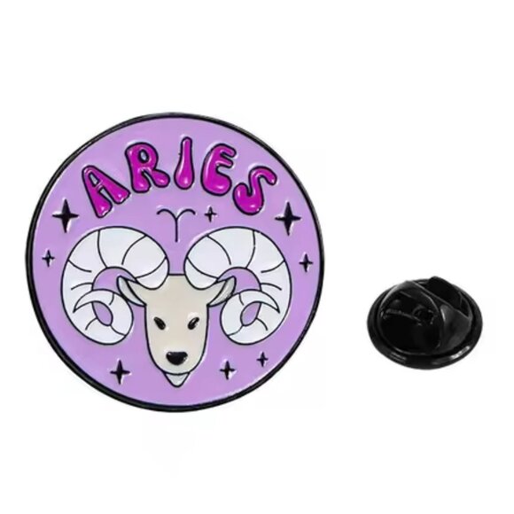 ARIES Zodiac Astrology Sign Metal & Enamel Pin - Picture 2 of 3